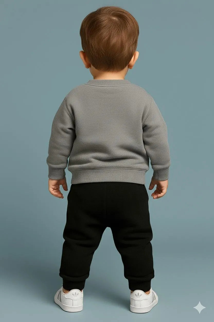 Printed Polyester 2 Pcs Tracksuit for Boys & Girls - Grey