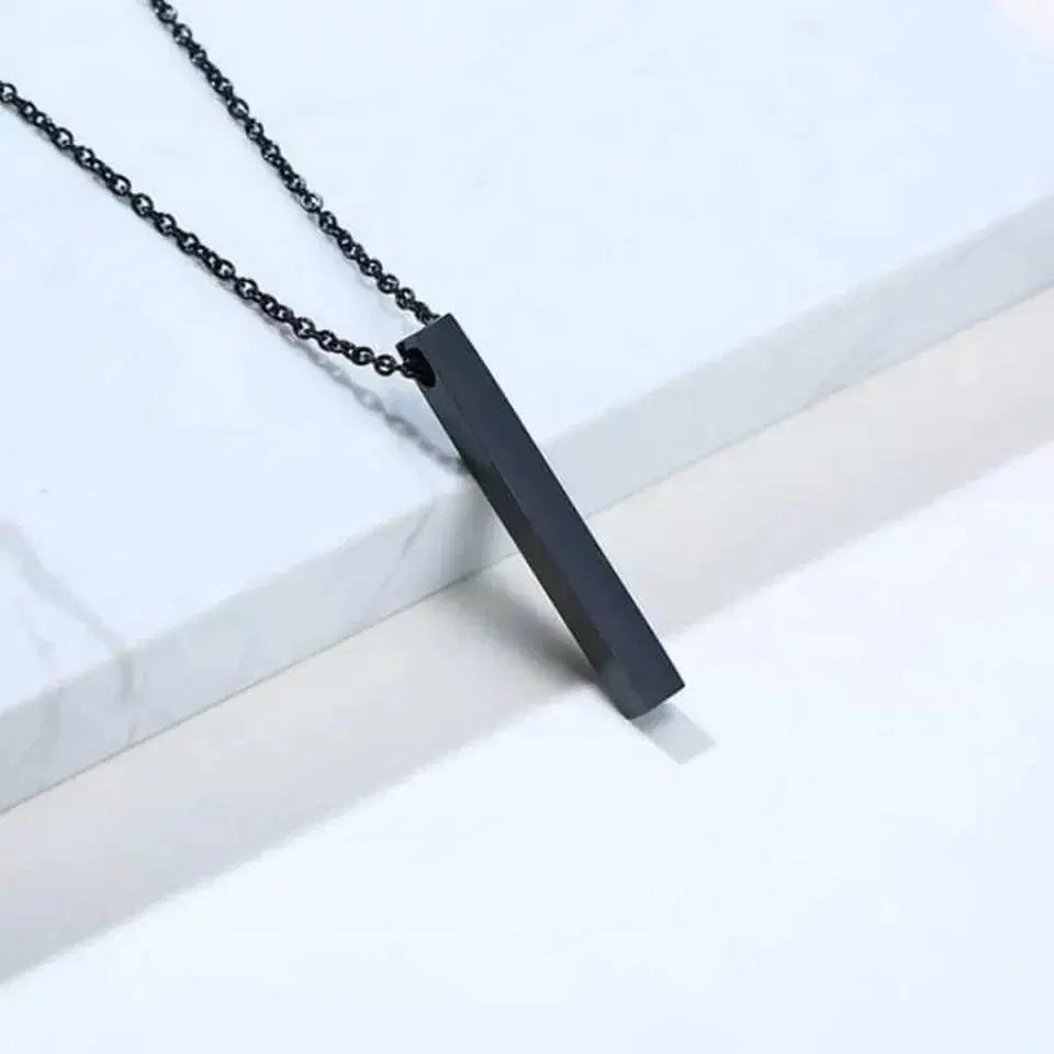 Unique Vertical Bar Necklace - 1 Piece in Black Stainless Steel