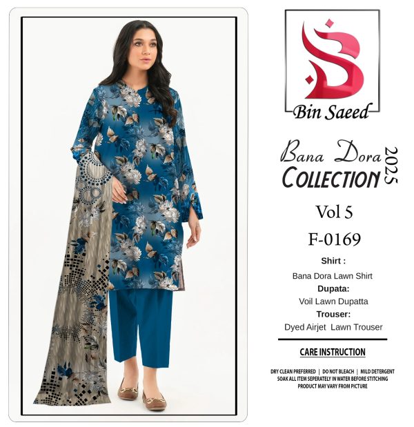 Binsaeed Bana Dora 3 piece Unstitched Suit Summer Lawn Collection