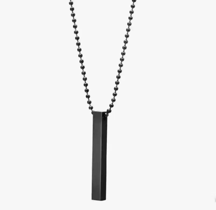 Unique Vertical Bar Necklace - 1 Piece in Black Stainless Steel