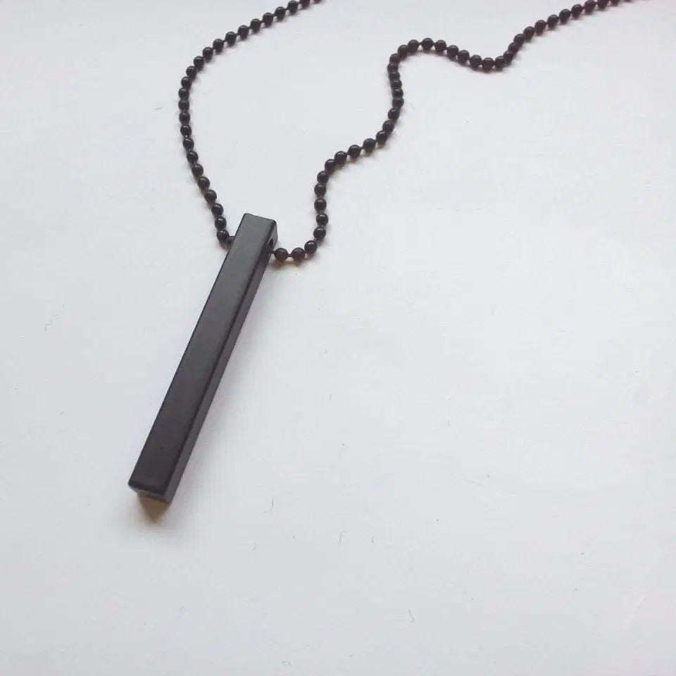 Unique Vertical Bar Necklace - 1 Piece in Black Stainless Steel