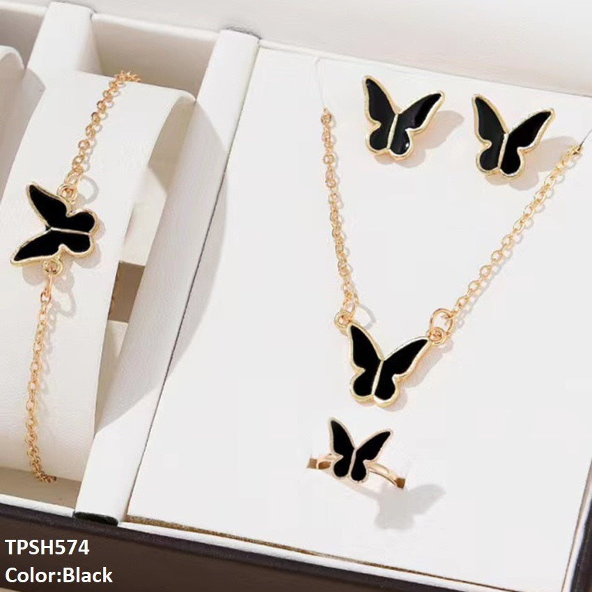 ZXS Painted Butterfly Pendant Set