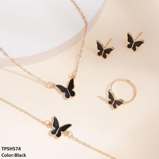 ZXS Painted Butterfly Pendant Set