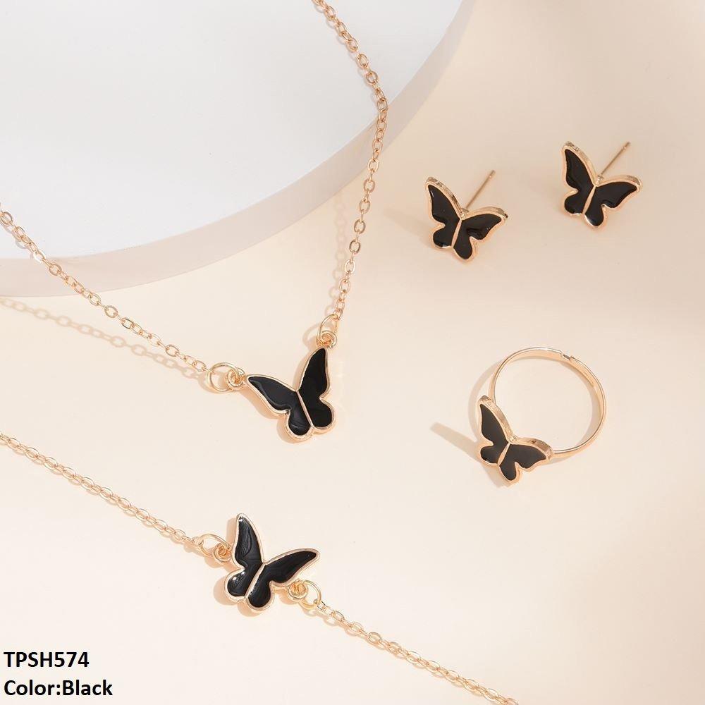 ZXS Painted Butterfly Pendant Set