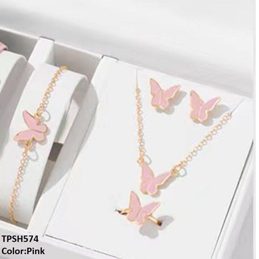 ZXS Painted Butterfly Pendant Set