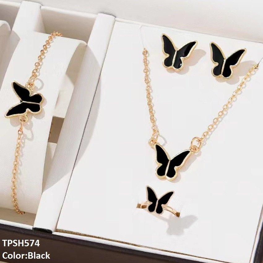 ZXS Painted Butterfly Pendant Set