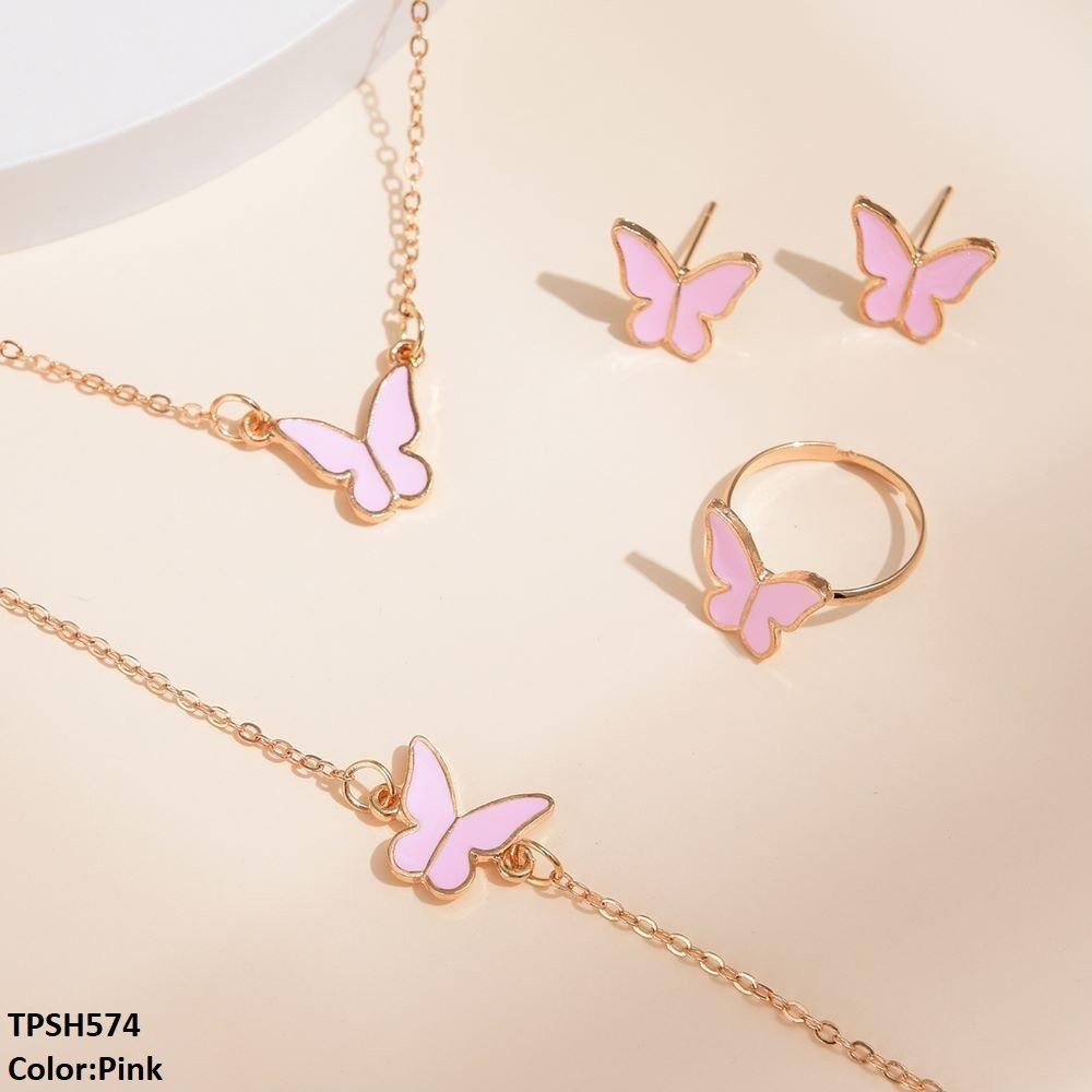 ZXS Painted Butterfly Pendant Set